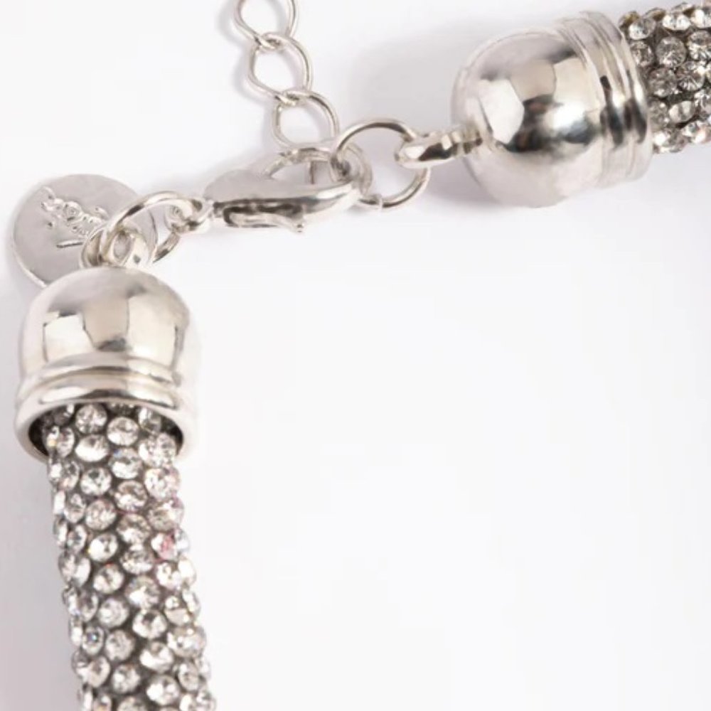 LOVISA ROCKER CHIC RHODIUM/CLEAR CZ DIAMANTE TUBE BRACELET**NEW!